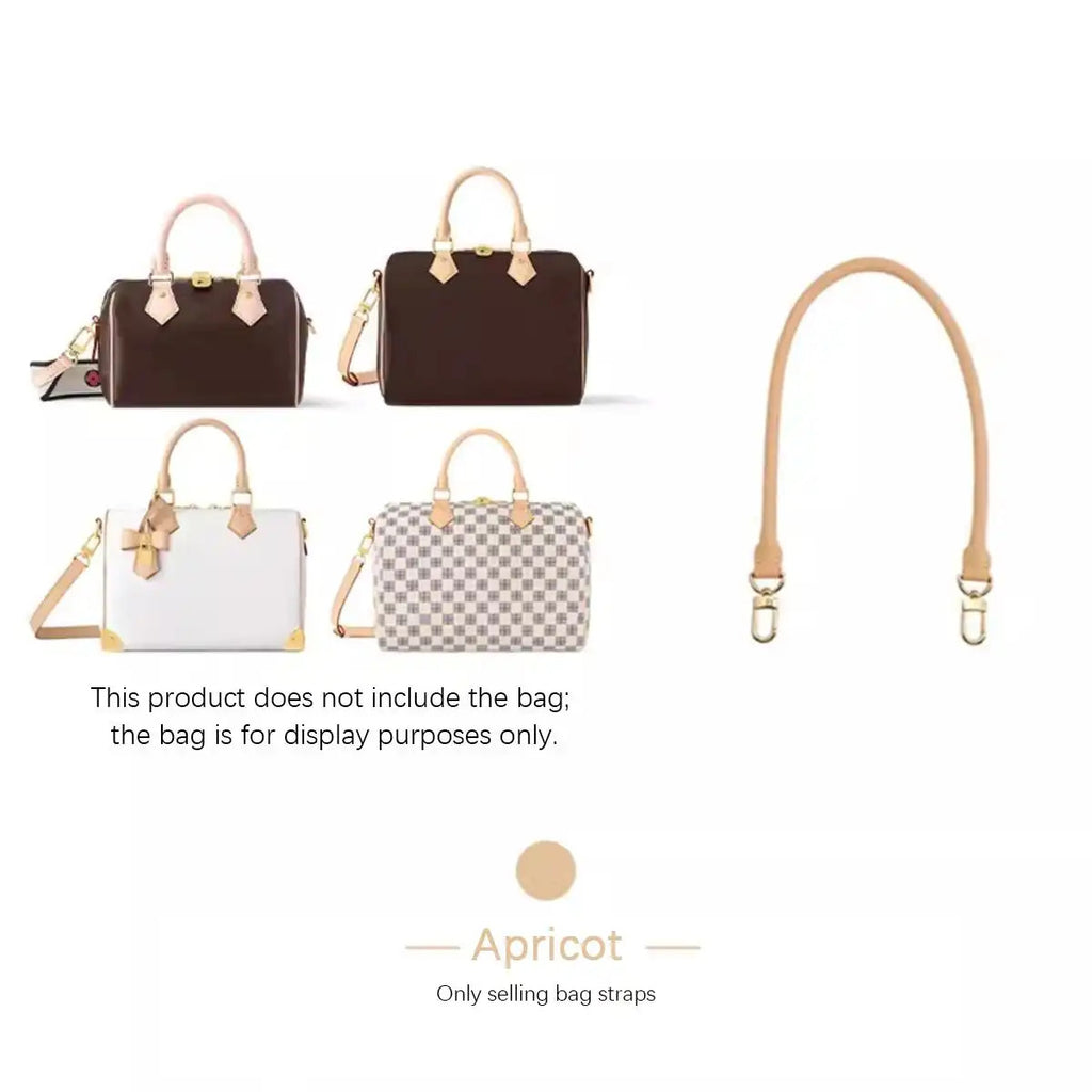 Apricot replacement bag strap for handbags, shown with display bags in various styles and colors.