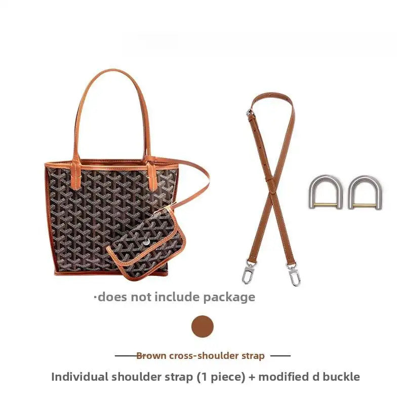 Brown cross-shoulder strap with modified D buckle for tote bag replacement