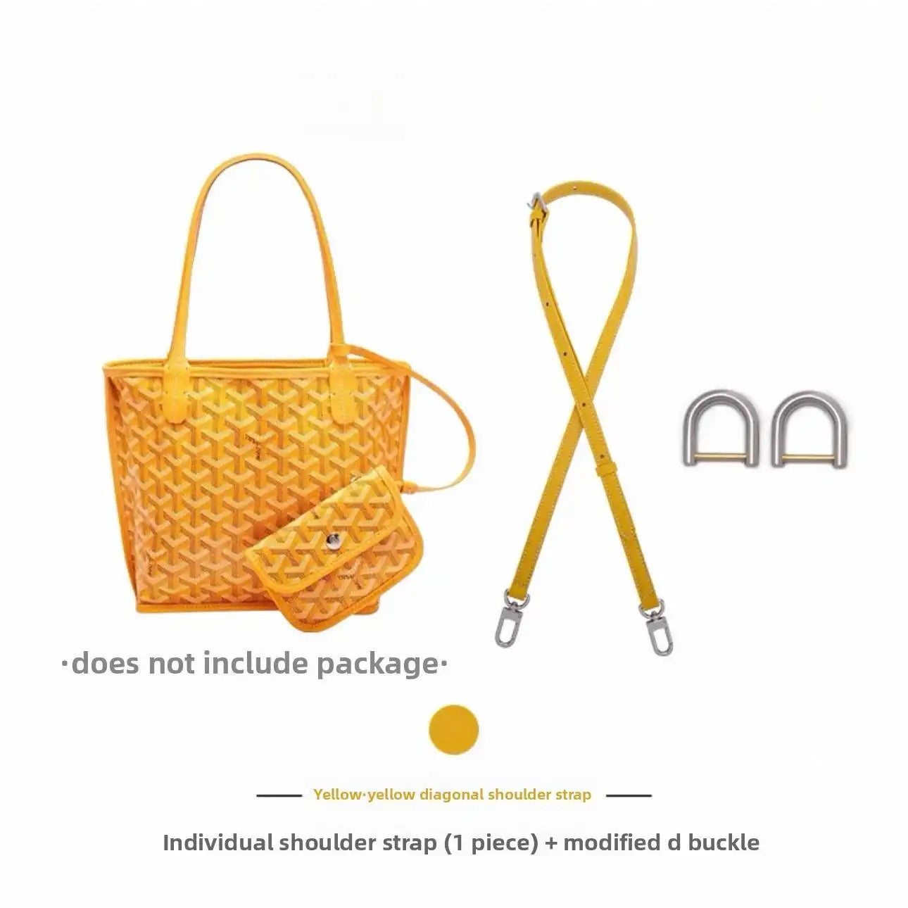 Yellow diagonal shoulder strap with modified D buckles for bag refresh