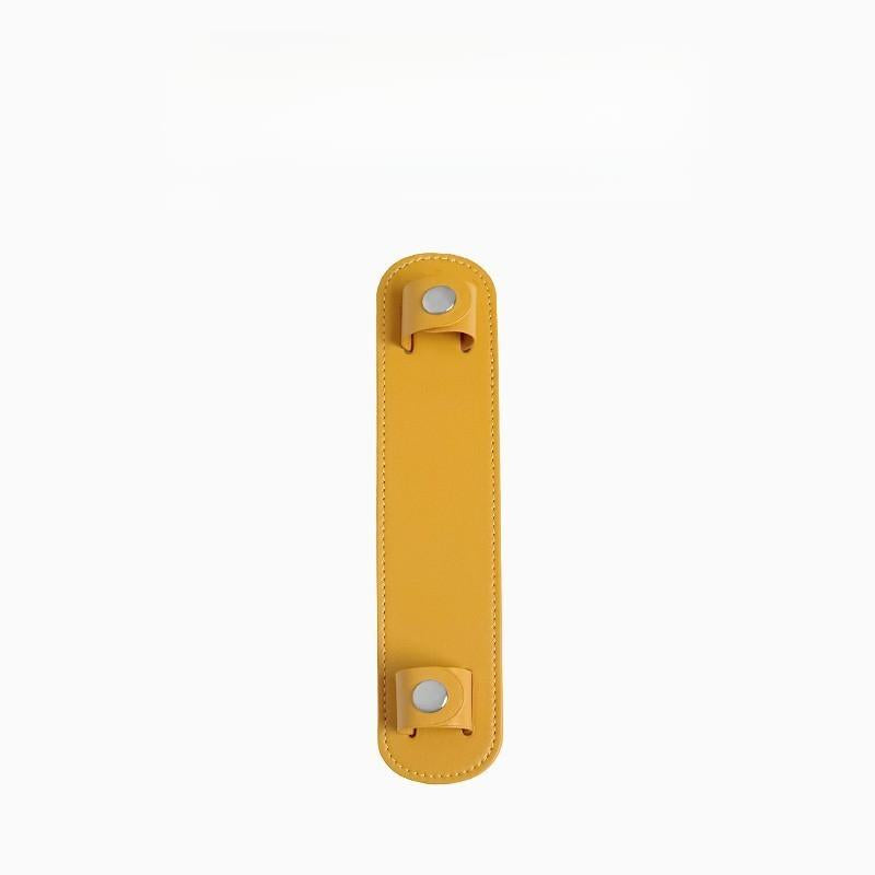 Mustard yellow leather bag strap replacement with silver hardware and stitched edges