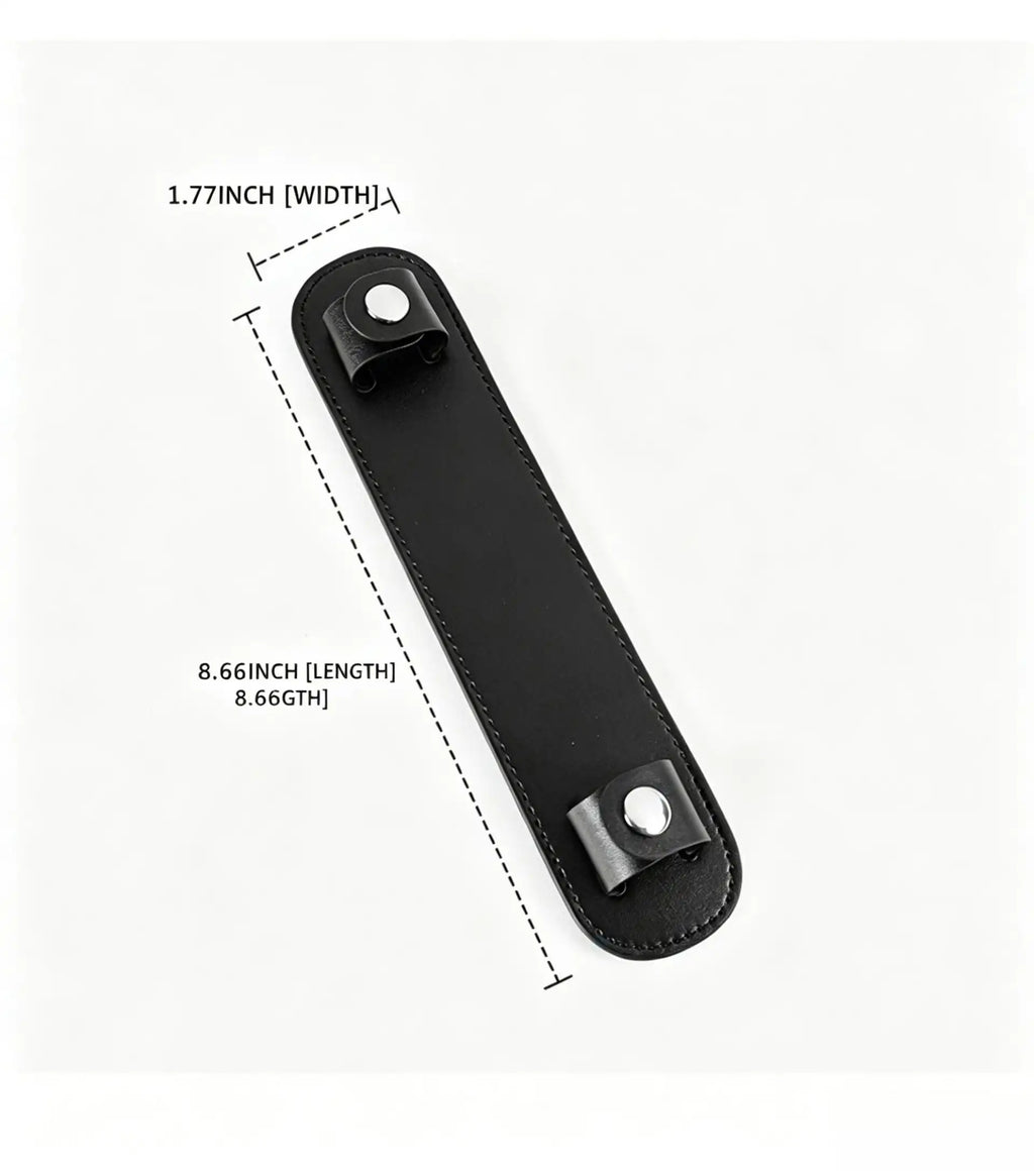 Black leather bag strap replacement with metal hardware, 8.66 inches long, 1.77 inches wide