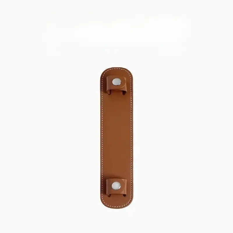 Tan leather bag strap replacement with silver hardware and contrast stitching