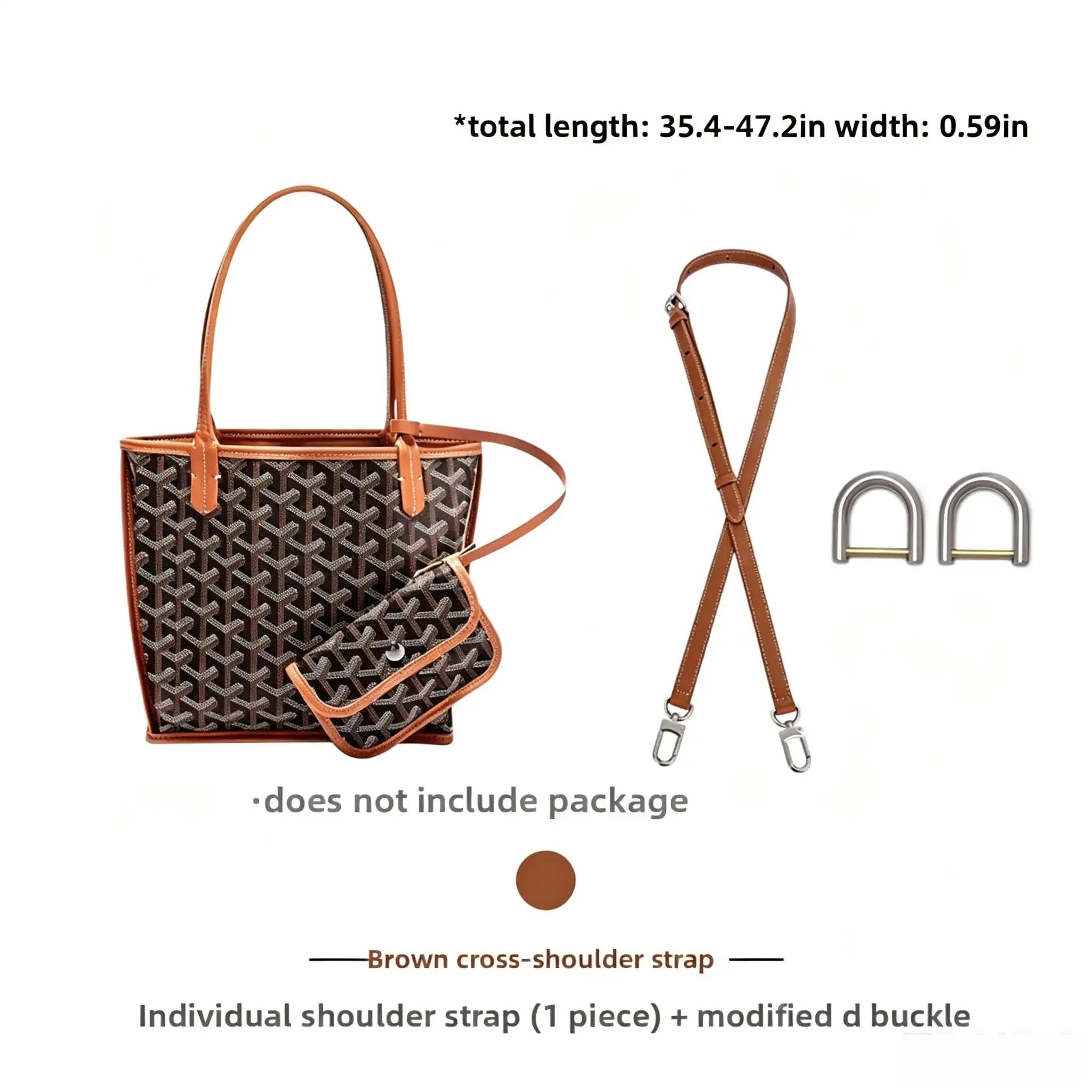 Brown cross-shoulder strap with modified D buckle for bag refresh, adjustable length 35.4-47.2in