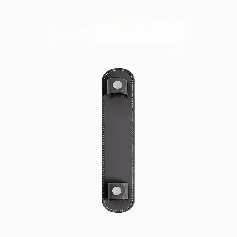 Black leather bag strap replacement with white stitching and metal hardware