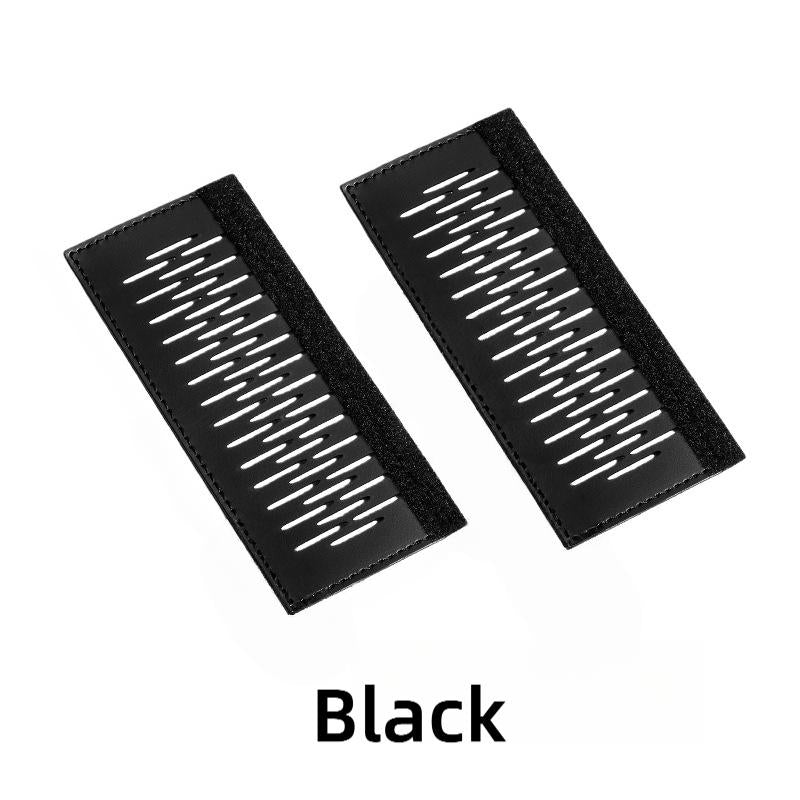 Black leather bag strap replacements with zigzag cutouts, stylish accessory for refreshing handbags