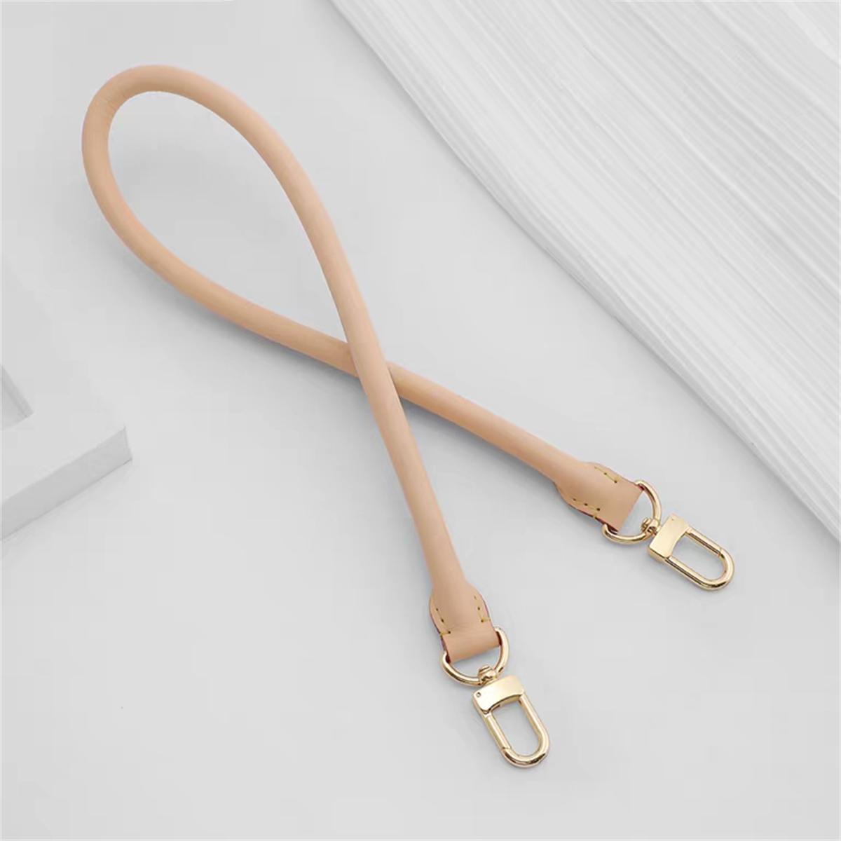 Nude leather bag strap with gold hardware, replacement accessory for handbags