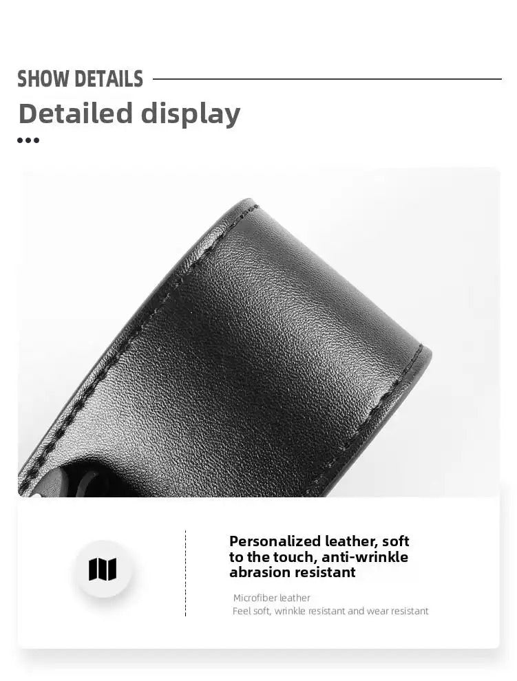 Black microfiber leather strap, soft touch, wrinkle and abrasion resistant for bag replacement