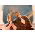 Tan woven leather handle wrap for monogram bag, stylish accessory to refresh your favorite handbag