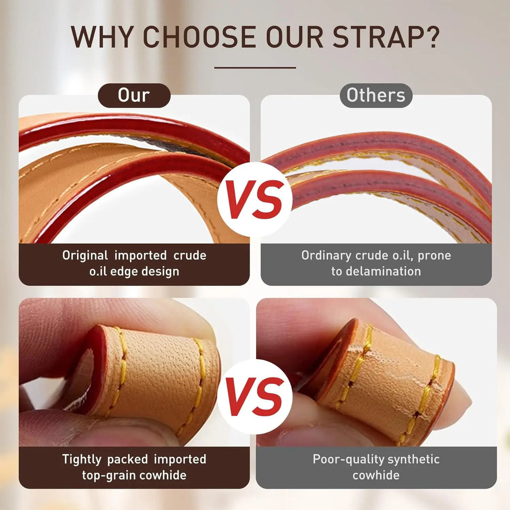Premium leather bag strap comparison: imported crude oil edge vs ordinary, top-grain cowhide vs synthetic