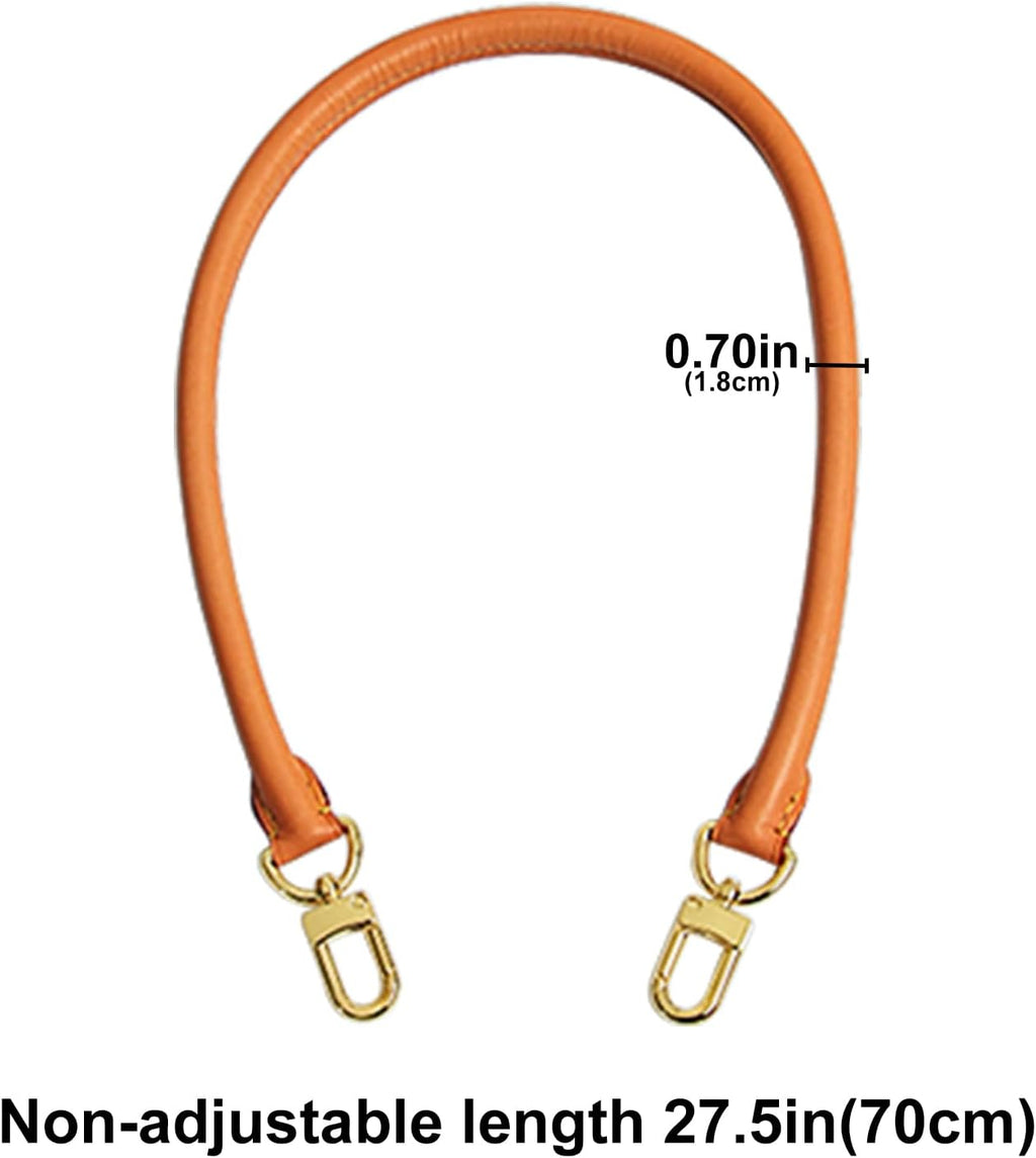 Tan leather bag strap with gold hardware, 0.70in width, 27.5in non-adjustable length for handbag replacement