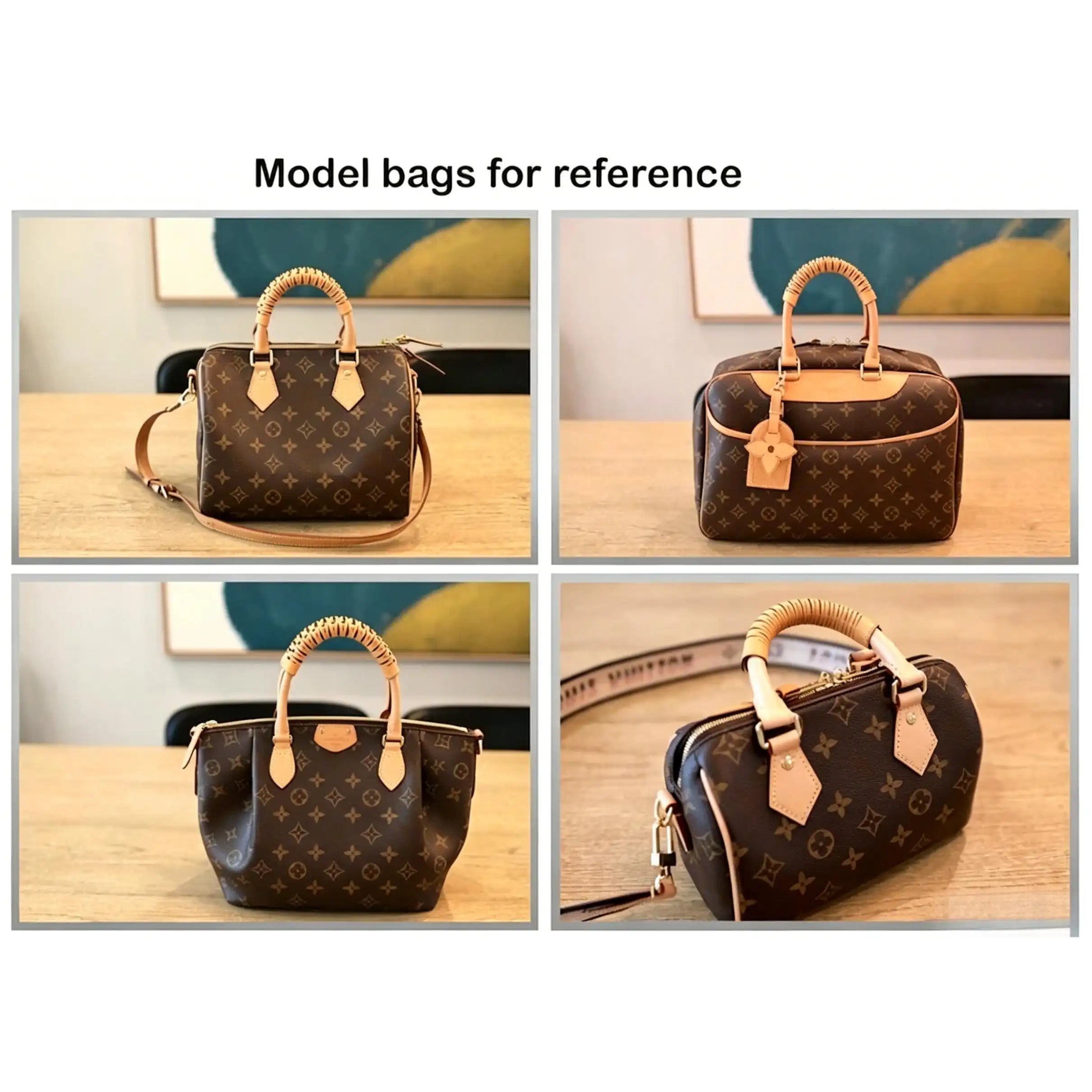 Brown monogram handbags with replacement straps and handles for bag refresh